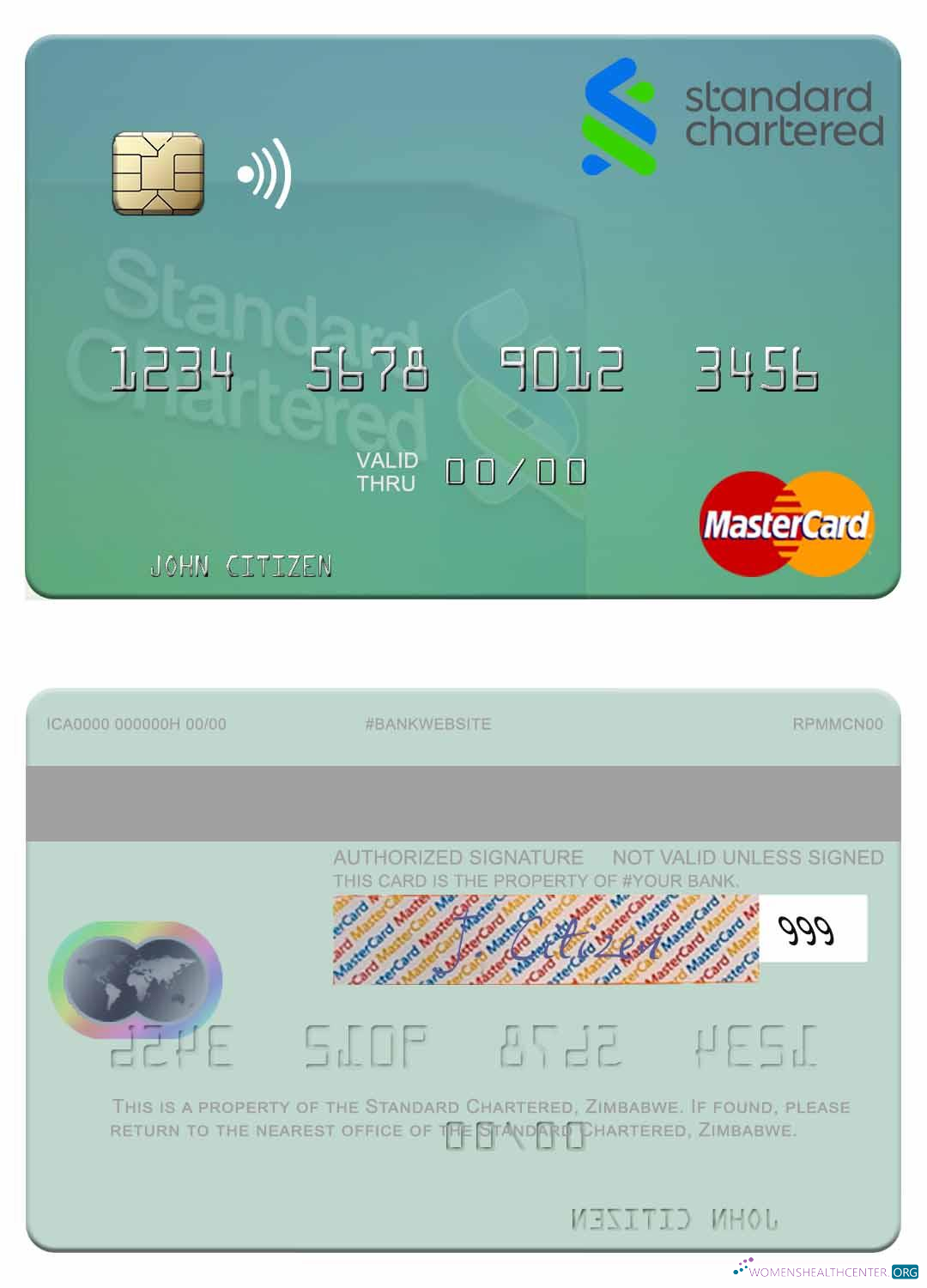 Download Zimbabwe Standard Chartered mastercard Photoshop template